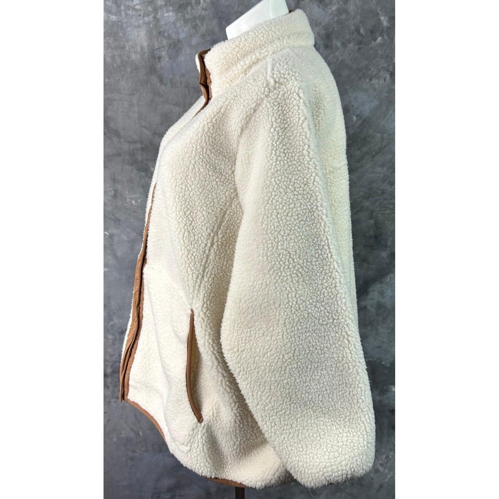 Lands End Women's Off White Heavy Fleece Full Zip Jacket sz 3X (15598) - Picture 3 of 10